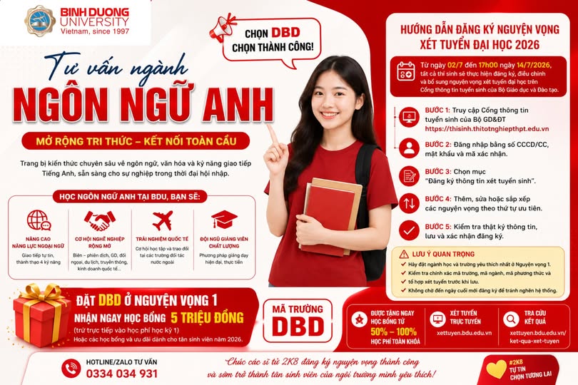 🎓 ĐĂNG KÝ NGUYỆN VỌNG 2026 – CHỌN NGÀNH NGÔN NGỮ ANH, MỞ CỬA TƯƠNG LAI TOÀN CẦU 🌍