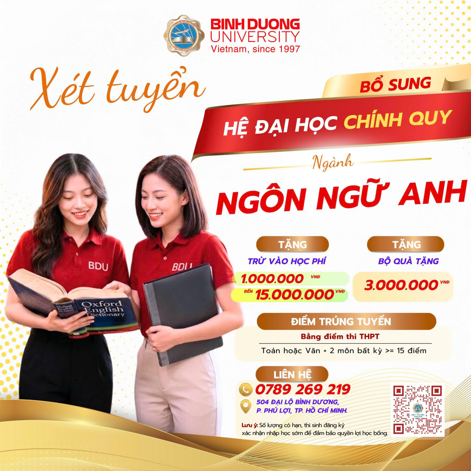 ​ BỔ SUNG XÉT TUYỂN HỆ ĐẠI HỌC CHÍNH QUY – NGÀNH NGÔN NGỮ ANH ​